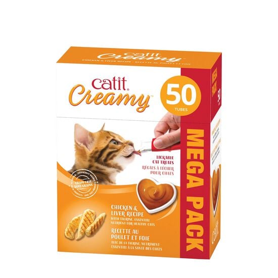 Gâterie Creamy pour chats, poulet et foie, paquet de 50 Image NaN