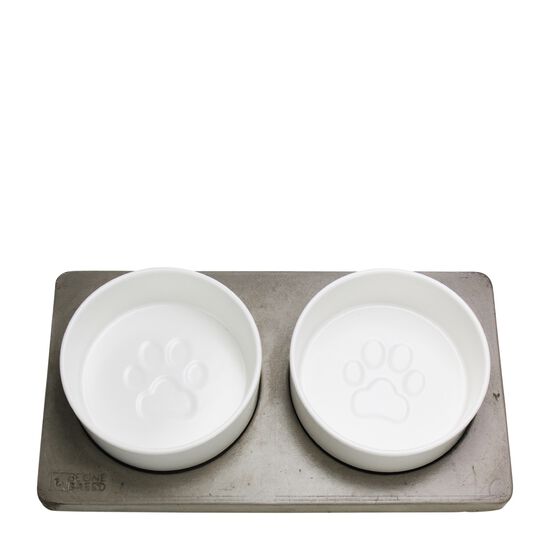 Bols de porcelaine sur plaque de béton Image NaN