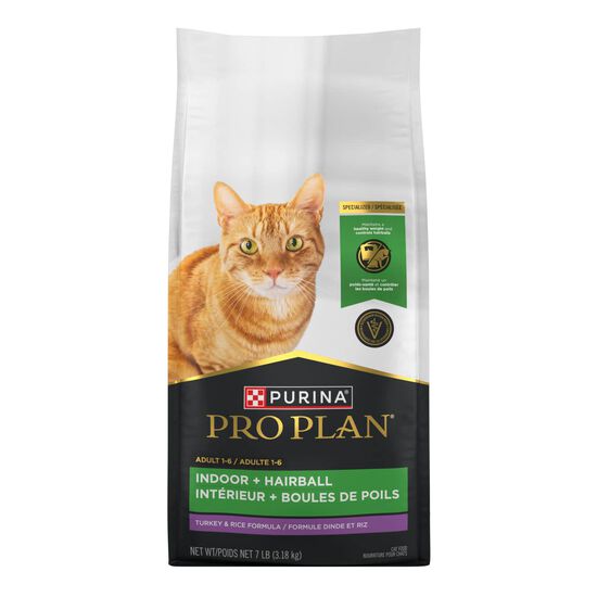 Nourriture s&egrave;che formule sp&eacute;cialis&eacute;e int&eacute;rieur boules de poils formule dinde et riz pour chats, 3,18 kg Image NaN
