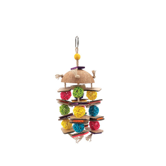 Tropical Trove Coconut with Wicker Balls Toy for Small and Medium Birds Image NaN