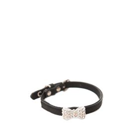 Black leatherette cat collar with bow charm