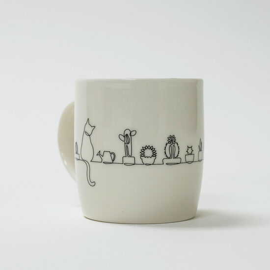 Linear Porcelaine Mug, Cat Image NaN
