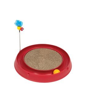 Catit Play 3-in-1 Circuit Ball Toy with Scratch Pad, Red