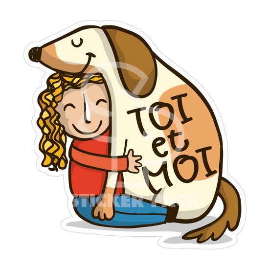 Autocollant citations de chien Toi et moi Image NaN