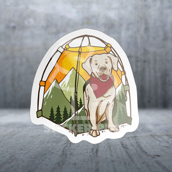 Dog Emerging From Tent Sticker Image NaN