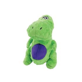 Durable green "T-Rex" miniature dog toy with patented "Chew Guard" technology