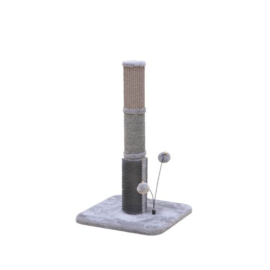 Griffoir pour chat avec masseur en caoutchouc et jouets à taquiner Image NaN