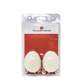 White ceramic fake eggs, 2-pack