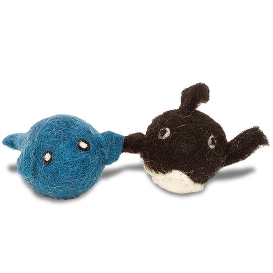 Jouets baleine et orque en laine pour chats Image NaN