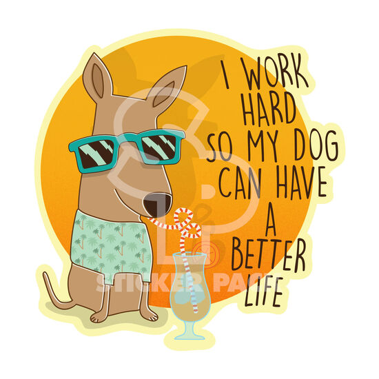 Autocollant citations de chien Work Hard For Dog, anglais Image NaN