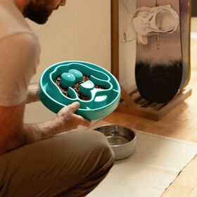 Bol ralentisseur pour chien &agrave; haut rebords, turquoise