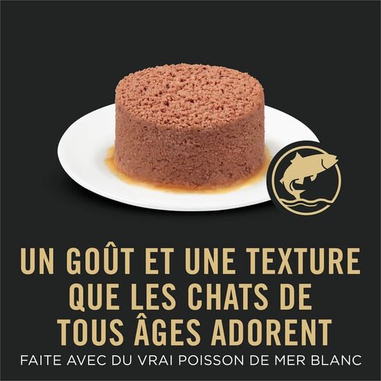 Entr&eacute;e de poisson blanc sp&eacute;cialis&eacute;e toutes les &eacute;tapes de la vie pour chats, 85 g Image NaN