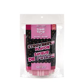 Strawberry flavored chew sticks for dogs
