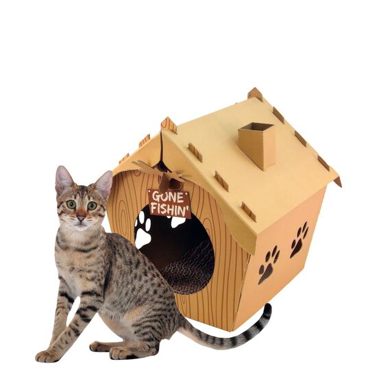 Maison en rodins avec griffoir pour chat Image NaN