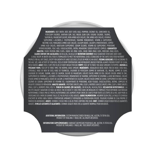 Rago&ucirc;t Signature sans grains au boeuf, foie de boeuf et chou fris&eacute; en bouillon pour chiots et chiens adultes, 170 g Image NaN