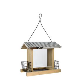 Galvanized Weathered Hopper Feeder with Suet Cages