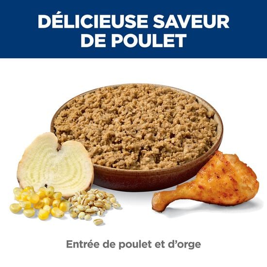 Entr&eacute;e de poulet et orge pour chiens adultes 7+, 370 g Image NaN