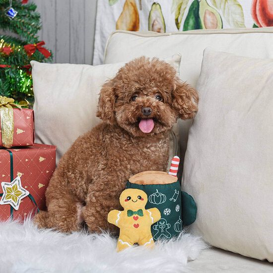 Jouet en peluche couineur latt&eacute; au pain d'&eacute;pices pour chiens Image 9.0
