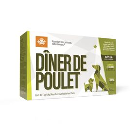 Nourriture crue pour chiens, repas au poulet