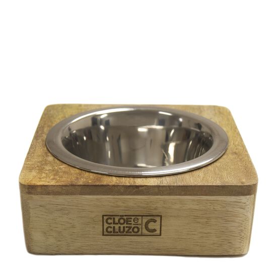 Stainless Steel Bowl With Square Mango Wood Holder Image NaN