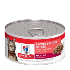 Entrée de saumon savoureux pour chats adultes 1-6, 156 g