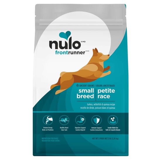 Nourriture s&egrave;che Frontrunner grains ancestraux  &agrave; la dinde, poisson blanc et quinoa pour chiens de petites races, 1,36 kg Image NaN