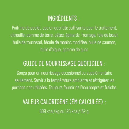 Garniture Style maison au poulet florentine pour chiens, 152 g Image NaN