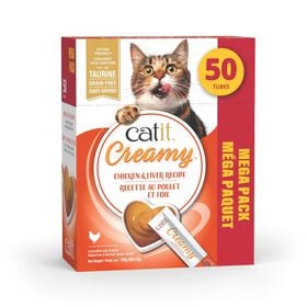 G&acirc;terie Creamy pour chats, poulet et foie, paquet de 50
