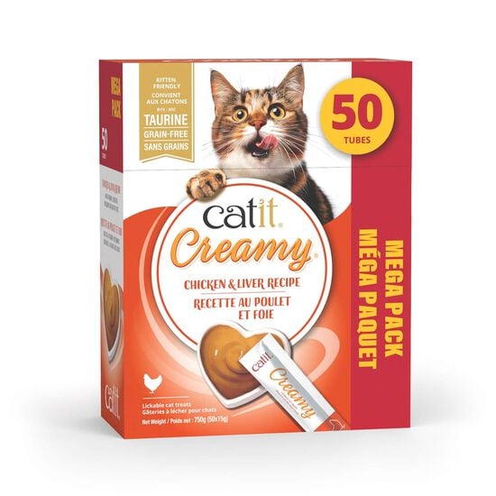 G&acirc;terie Creamy pour chats, poulet et foie, paquet de 50 Image NaN