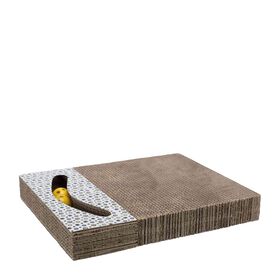 Scratching cardboard with toys for cats, white