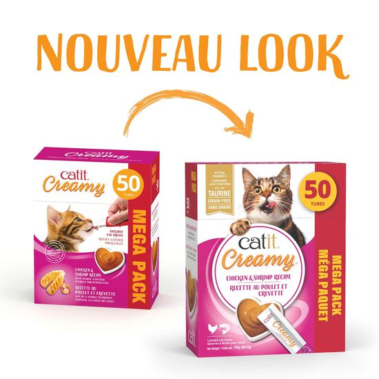 Creamy cat lickable treat, chicken and shrimp, 50-pack Image NaN