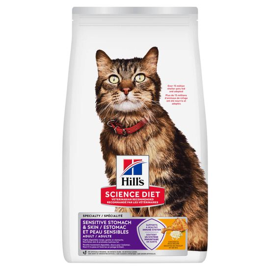 Adult Sensitive Stomach & Skin Chicken & Rice Dry Cat Food, 1.59 kg Image NaN