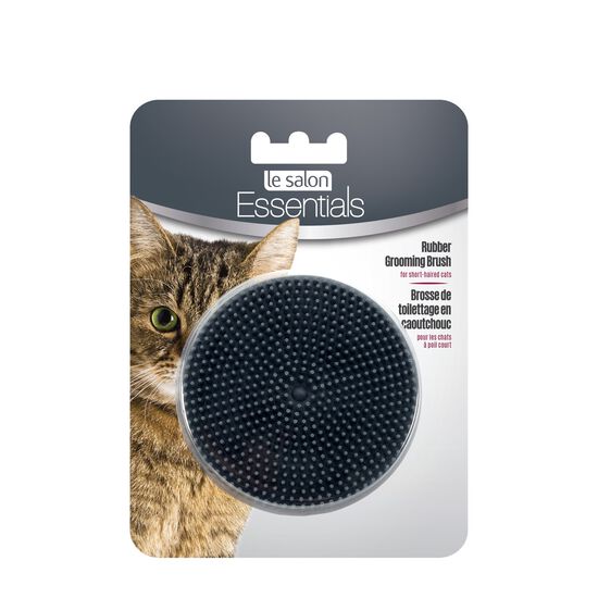 Le Salon Essentials Cat Round Rubber Grooming Brush - Charcoal - 3 in Image NaN