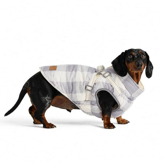 Plaid Winter Coat with Integrated Adjustable Harness for Dogs Image 5.0