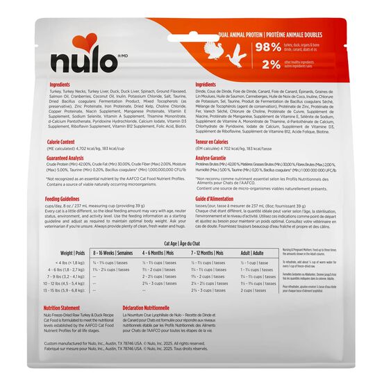 Turkey and Duck Freeze-Dried Raw Food for Cats, 156 g Image NaN