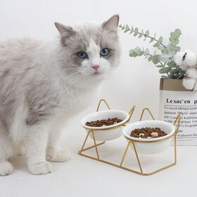 Double gamelle en c&eacute;ramique pour chats
