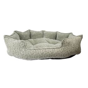 Lit rembourr&eacute; en tissu boucl&eacute; avec rebords