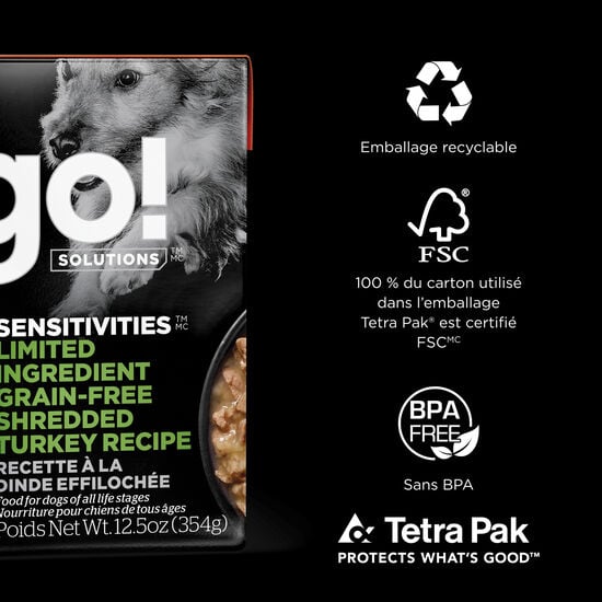 Recette « Sensitivities » à la dinde effilochée à ingrédients limités sans grains pour chiens, 354 g Image NaN