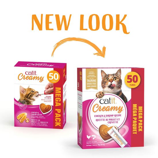 Creamy cat lickable treat, chicken and shrimp, 50-pack Image NaN