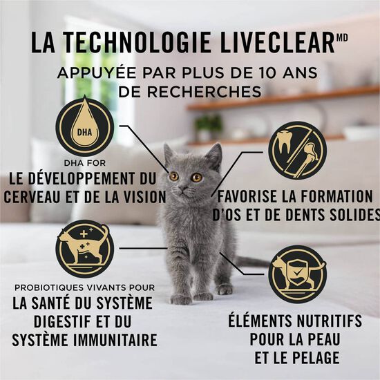 Nourriture sèche spécialisée LiveClear au poulet et riz pour chatons,  2,49 kg Image NaN