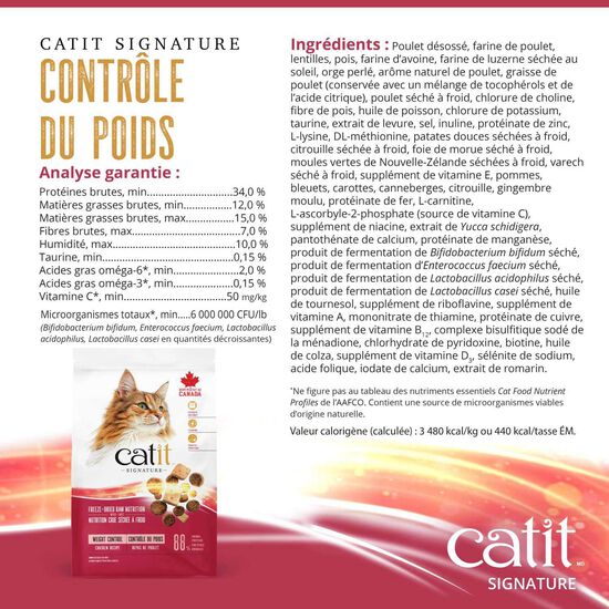 Signature Chicken Freeze-Dried Raw Nutrition Weight Control for Adult Cats, 4.5 kg Image NaN