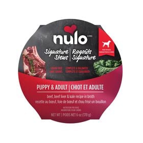 Rago&ucirc;t Signature sans grains au boeuf, foie de boeuf et chou fris&eacute; en bouillon pour chiots et chiens adultes, 170 g