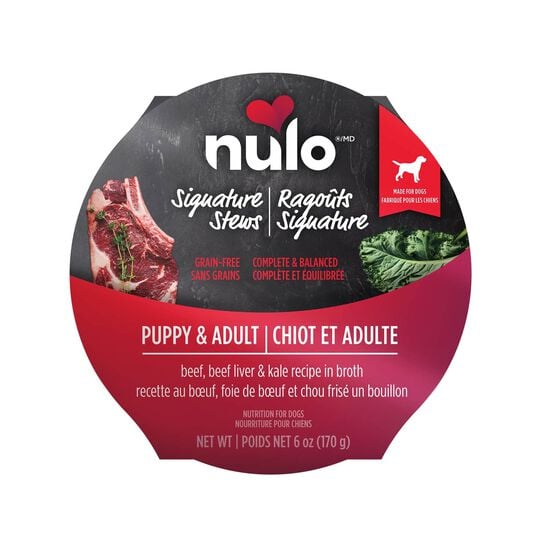 Rago&ucirc;t Signature sans grains au boeuf, foie de boeuf et chou fris&eacute; en bouillon pour chiots et chiens adultes, 170 g Image NaN