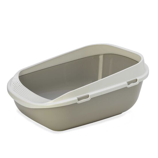 Grey open litter box with rim for easy access Image NaN