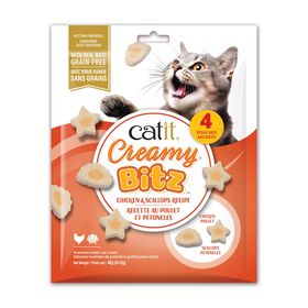 G&acirc;teries molles Creamy Bitz au poulet et p&eacute;toncles pour chats