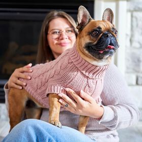 Chunky Cable Knit Turtleneck Chalet Sweater for Dogs