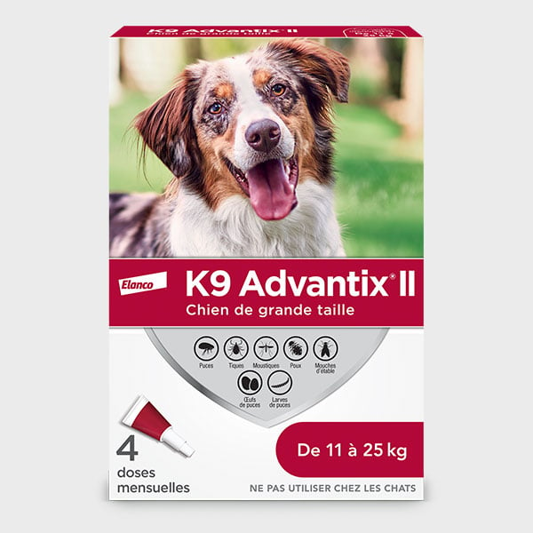 K9 Advantix® II - Protection pour votre chien, K9 Advantix®II tue les puces, les tiques, les moustiques et les poux