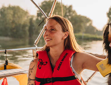 Kathy sur le voilier 