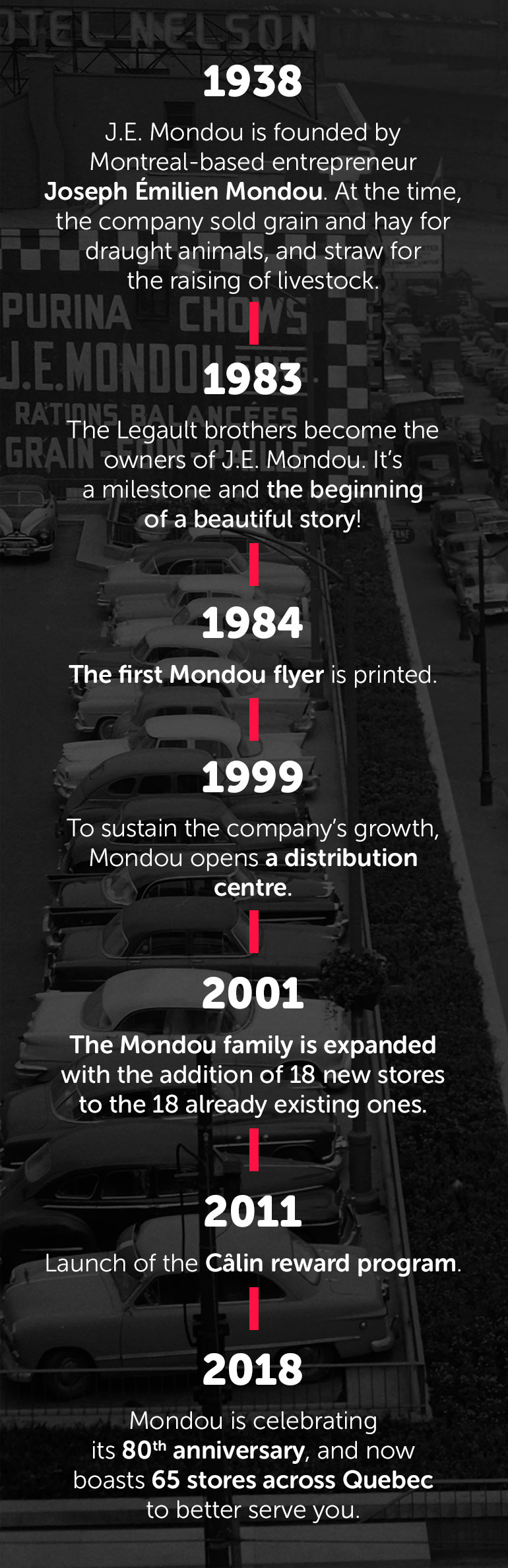 Mondou's Timeline Since 1938, Mondou shares its passion for animals!