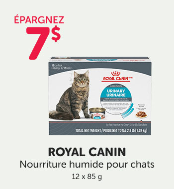 Épargnez 7$ sur une caisse (12x85g) de nourriture humide Royal Canin pour chats. 